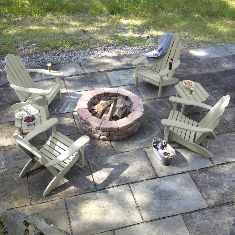 Chaise Adirondack en plastique avec table Anette, Eucalyptus