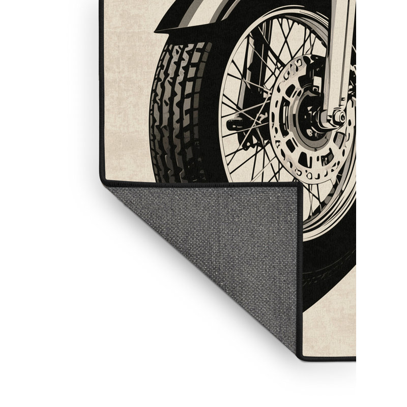 Tapis rétro rétro à motif géométrique beige, 5 x 8