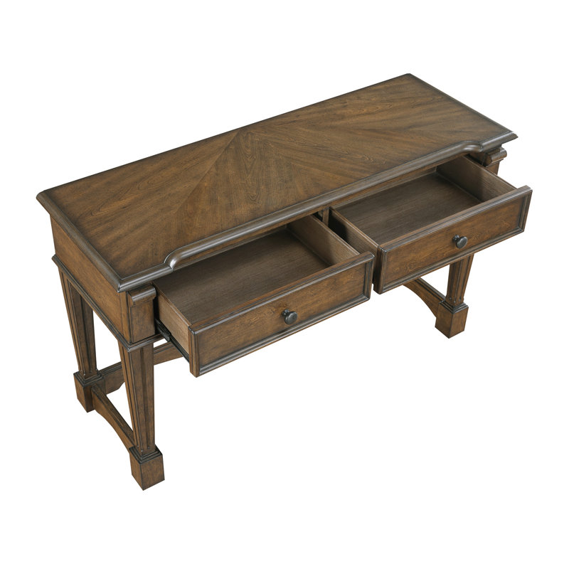 Console classique brun classique avec 2 tiroirs, idéale pour le rangement dans l'entrée