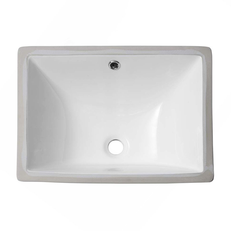 20.25"x15" White Ceramic Rectangular Undermount Bathroom Sink with Overflow