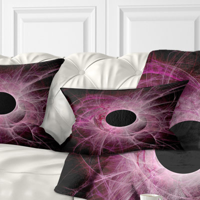 Fractal Purple Circle on Black - Abstract Printed Pillow
