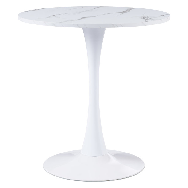 Table de salle à manger 27,5 po, Blanc, Marbre blanc