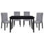 Table de salle à manger de style décontracté en placage de frêne au fini noir, fabriquée en bois, pouvant accueillir 4 personnes