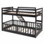 Lit superposé simple avec glissière et échelle, espresso (aucun sommier requis, fabrication robuste)-45355005
