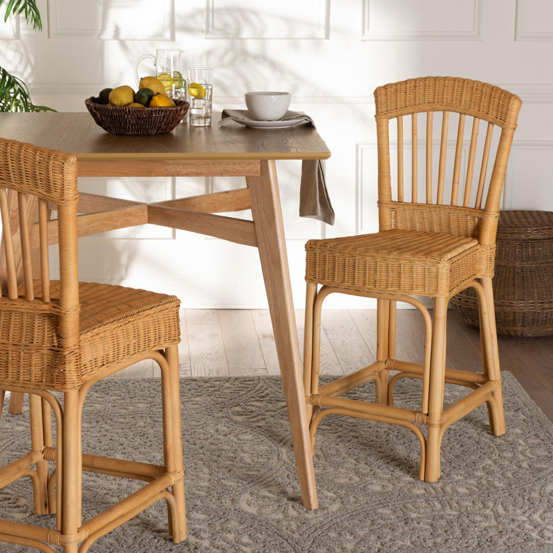 Bali & Pari Barito Modern Bohemian Natural Rattan Counter Stool