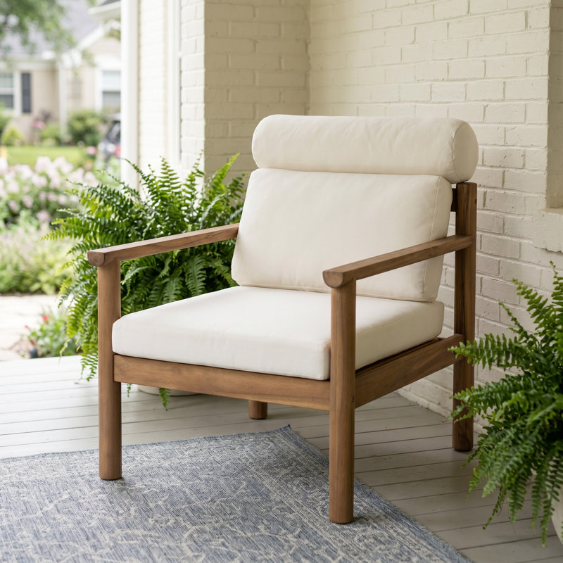 Chaise d'appoint 28 po Mid-Century moderne en bois d'acacia résistant aux intempéries