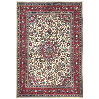 Tapis oriental unique de style mauve-marine 8 pi x 11 pi 5 po