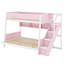 Le lit superposé avec escalier rayé et tablettes latérales ajoute un espace de rangement durable aux chambres familiales modernes-924835713