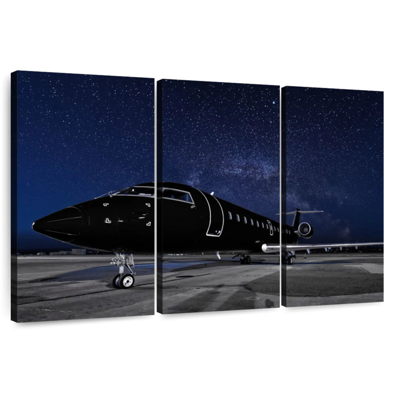 Mehar Black Private Jet, 48" H x 74" W