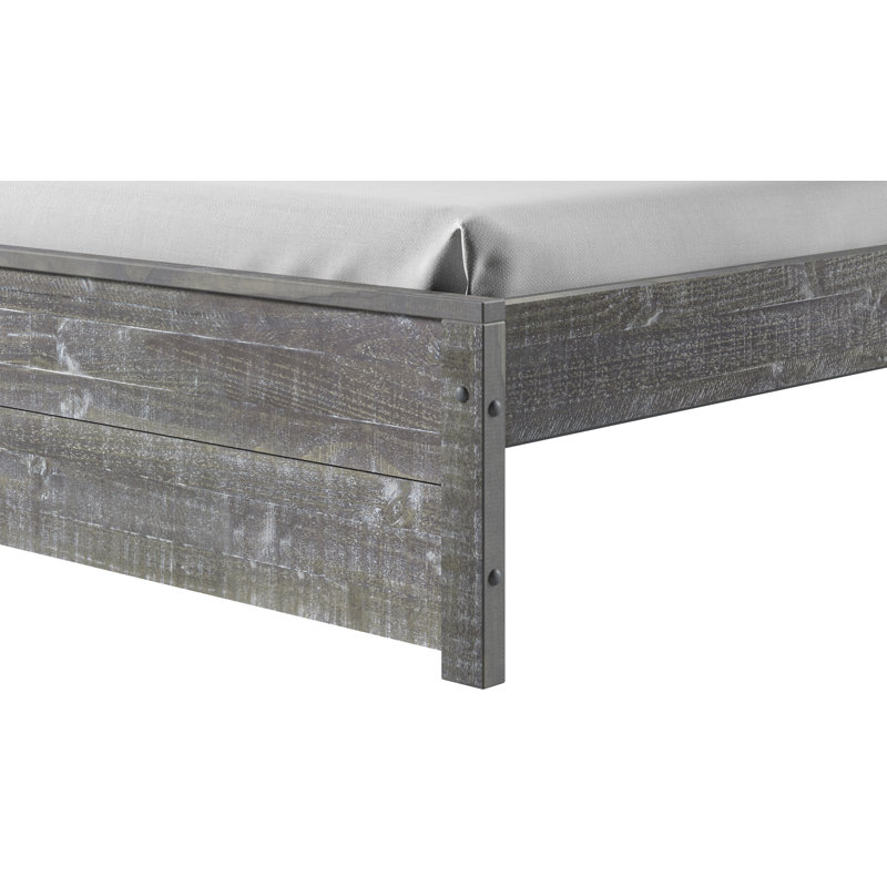 Lit en bois massif Arranda, Grand, Gris granite