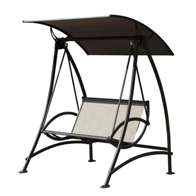 2-Seat Patio Swing Chair, Outdoor Porch Swing With Adjustable Canopy And Durable Steel Frame, Patio Swing Glider For Garden, Deck, Porch, Backyard