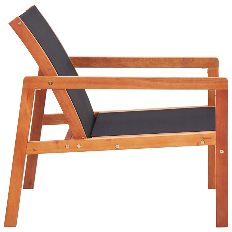Chaise de patio Eudy, Cadre brun / tissu noir