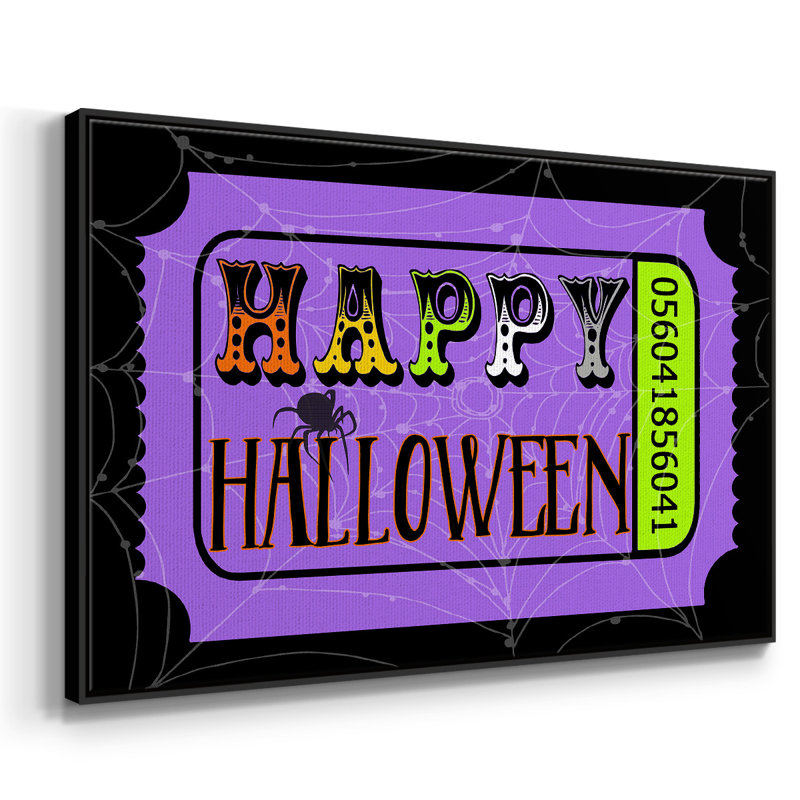Joyeux Halloween, impression sur toile encadrée, H 17 po x l 25 po x P 2 po, Cadre noir