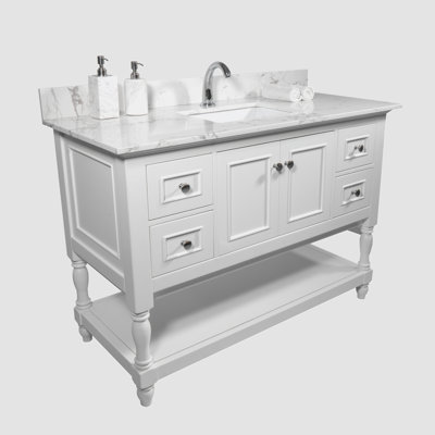 Montary 43X22 Inch Bathroom Stone Vanity Top  Engineered Stone Carrara White Marble Color With Rectangle Undermount Ceramic Sink And  Single Faucet Ho -  Go Peak Track, GPTYX07644A