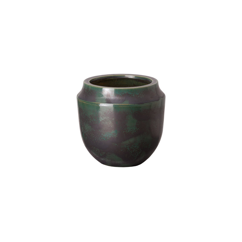 Vase de table en céramique Ditmore, H 9 po x l 9 po x P 9 po, Corail rouge