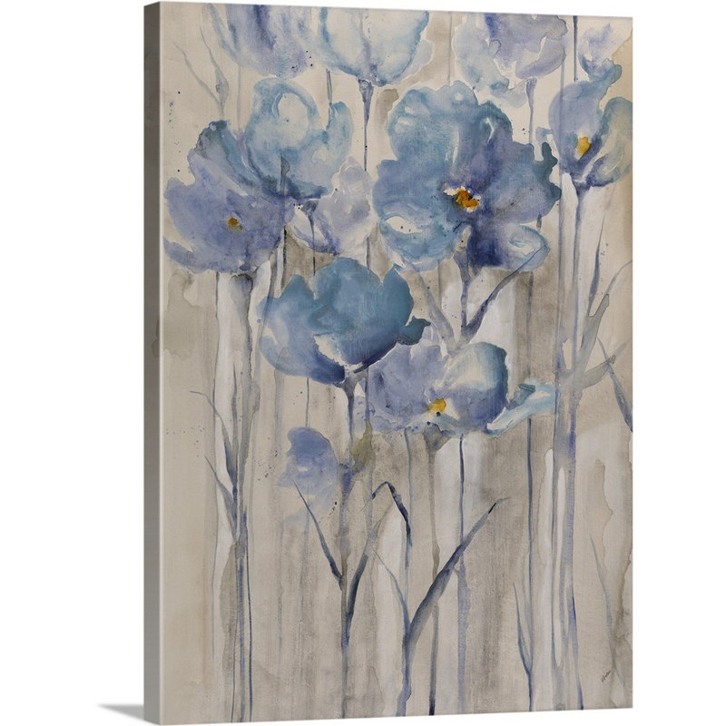 « blue pétales ascendanting ii », peinture sur toile, Toile tendue, H 16 po x l 12 po x P 1,25 po