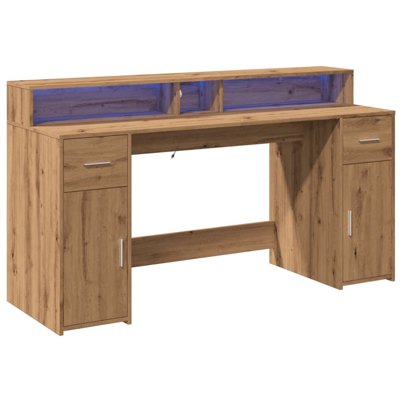 Computer Desk, 91cm H x 160cm W x 55cm D, Artisan/oak