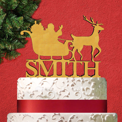 Wood Christmas Cake Topper