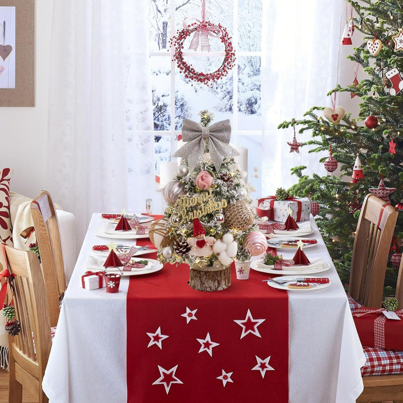 Décorations de Noël, mini arbre de Noël artificiel avec aiguilles de pin floquées, décoration de baies pour décoration d'intérieur, de maison, de bureau et de fête de Noël (rose)