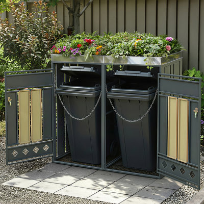 Garden Storage Box Waste Bin With Planter Top