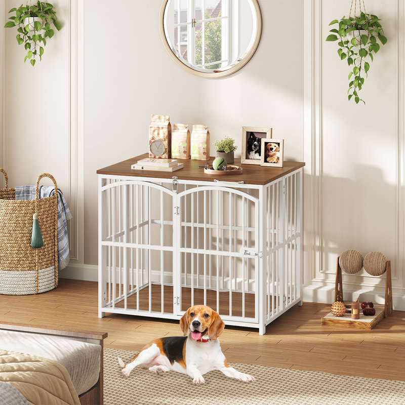 Foliding Dog Crate Furniture, Dog Kennel Indoor With Flip-up Top
