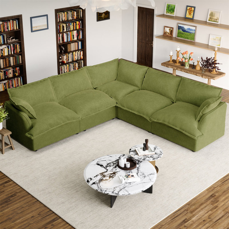 Canapé modulaire en duvet synthétique Kejon, Vert
