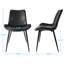 Chaises d'appoint de salle à manger avec pieds robustes en métal noir, ensemble de 2, noir