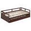 Lit de jour extensible avec couchette, lit de jour en bois avec couchette, espresso