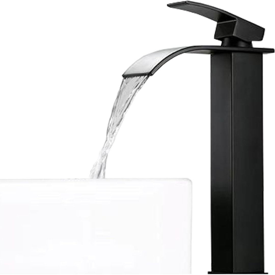 Black Waterfall Tall Basin Mixer Tap