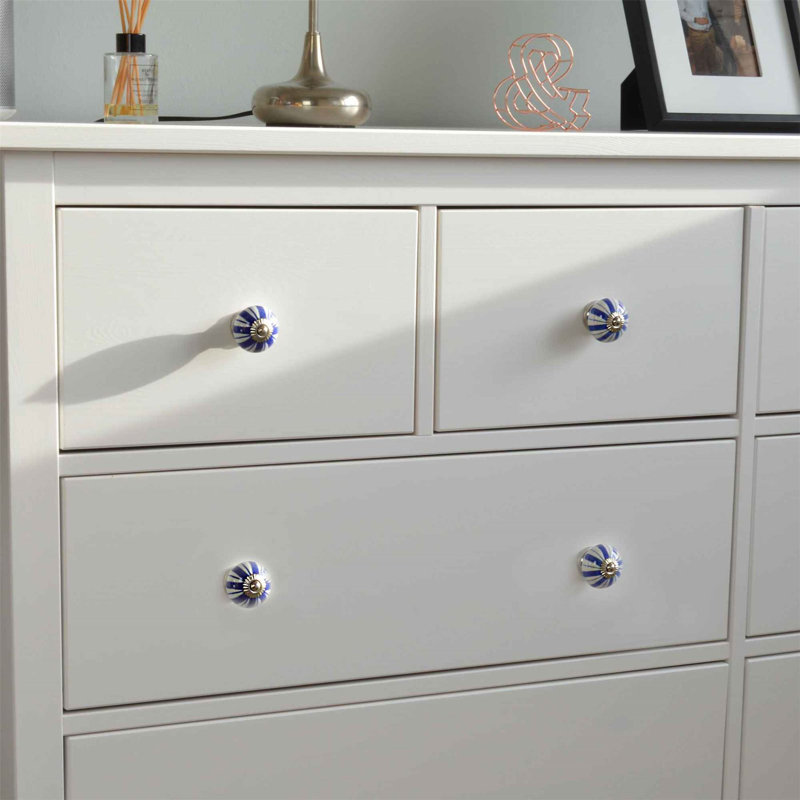 Nicola Spring - Round Ceramic Cabinet Knobs - Navy Lines