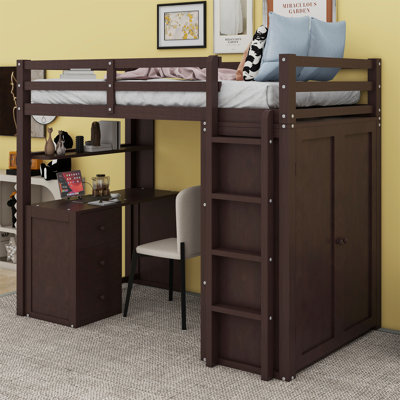 Loft Bed with Drawers,Desk,and Wardrobe
