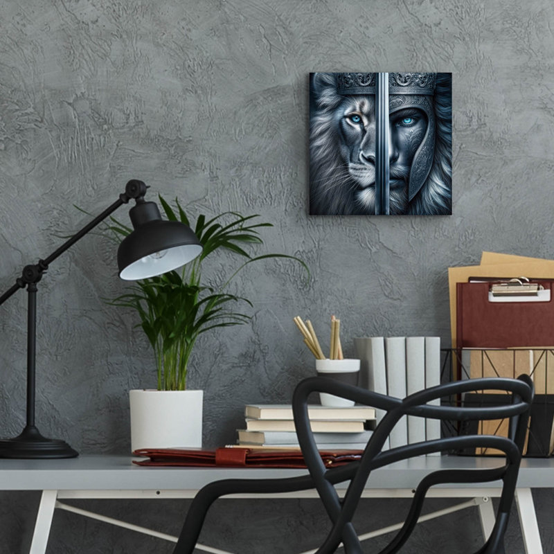  «Lion Warrior» par Rey Klimt, art mural en verre acrylique, 12 po x 12 po