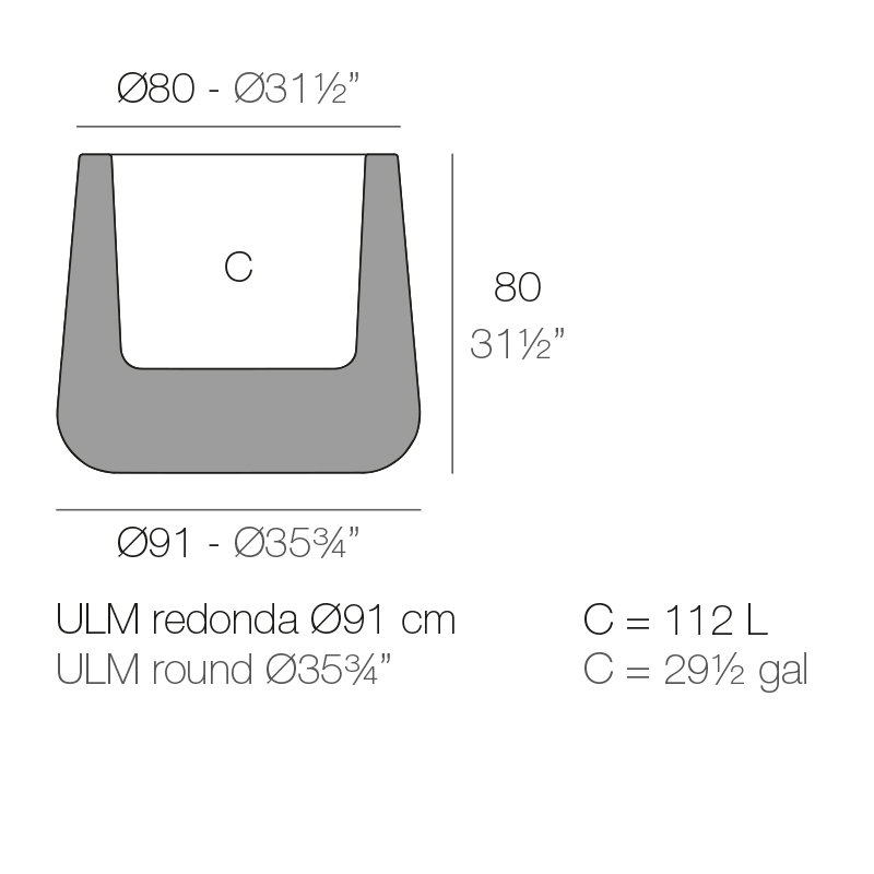 Ulm Plastic Pot Planter, 31.5" H x 35.75" W x 35.75" D, Ecru