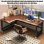 Bureau simple et moderne en bois massif en forme de L-167373716