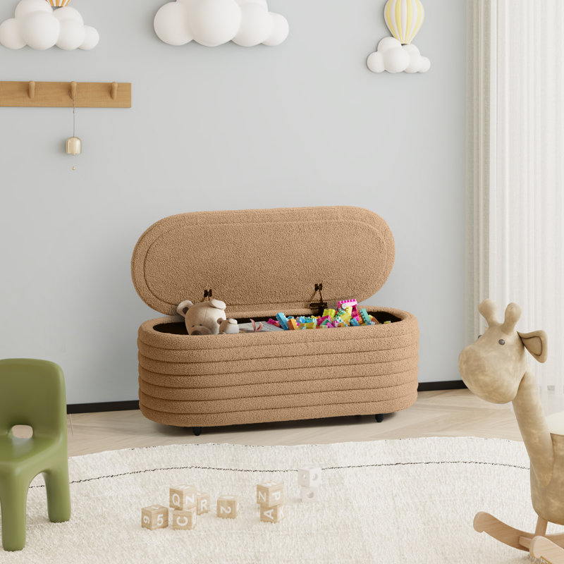 Bayville 42" Wide Sherpa Storage Bench, 18.1" H x 42.5" W x 17" D, Gray