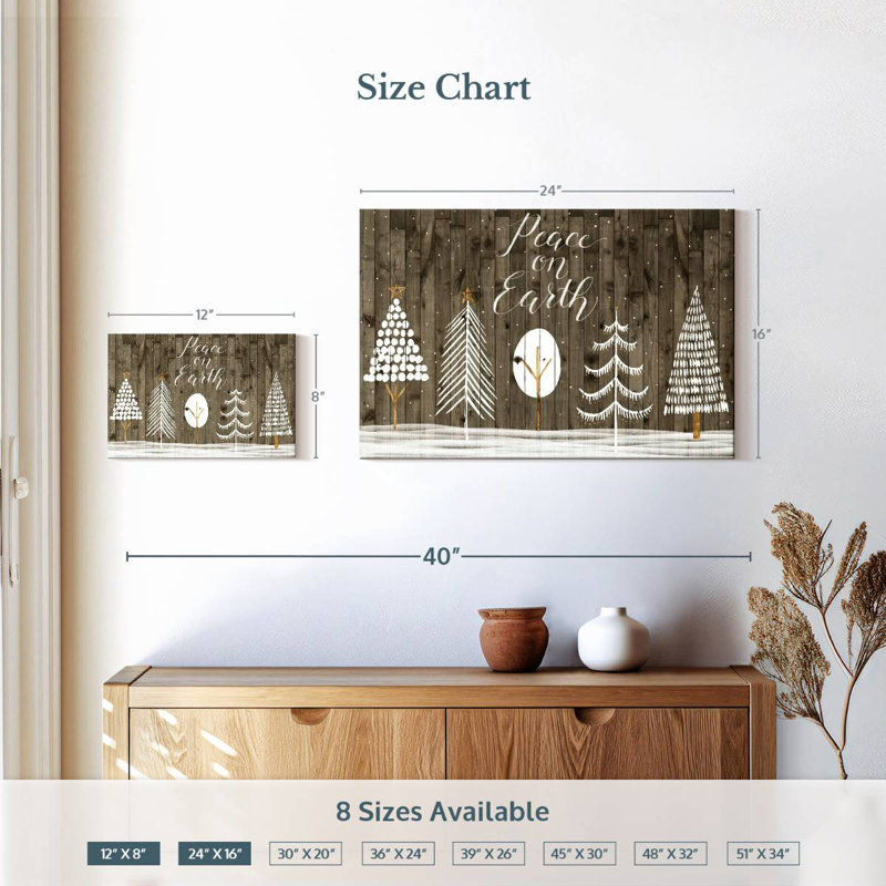 Lelend Wooded White Christmas Collection A, H 16 po x l 24 po