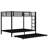 Metal Bunk Bed with Trundle, Sturdy Steel Frame, Safety Guardrails & Ladder, Space-Saving Design, Black-960858787
