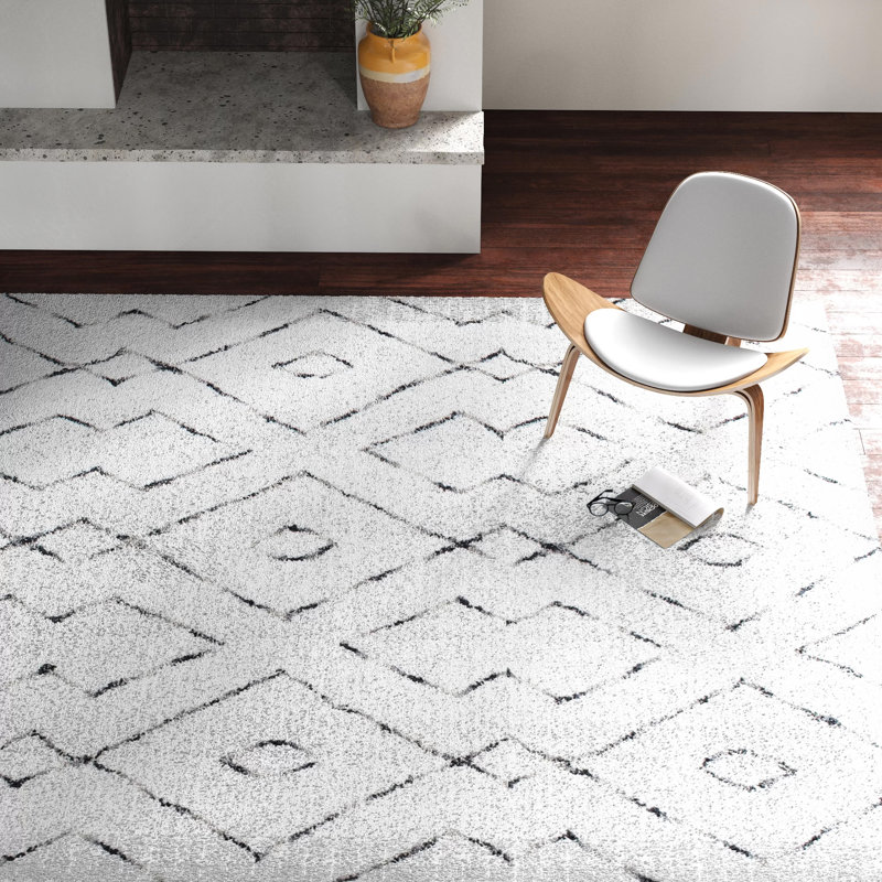 Sofie Modern Shag Performance White Rug, Rectangle 12' x 15'