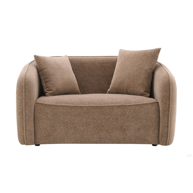 Causeuse Keith en chenille avec 2 coussins décoratifs assortis, Brun