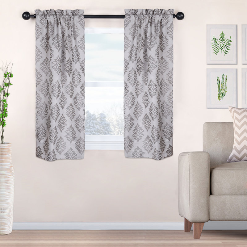 Brodde Semi Sheer Curtain Pair, Nickel, 52" W x 63" L
