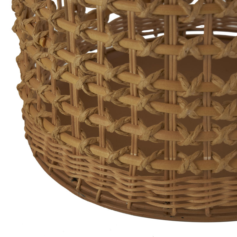 Handcrafted Rattan Brown Vase with Grid Design, 30.38" H x 12" W x 12" D