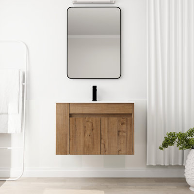 30 Inch Bathroom Vanity With White Ceramic Basin And Adjustable Shelf Attractive