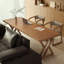 Bureau rectangulaire en bois massif noyer clair-1577230023