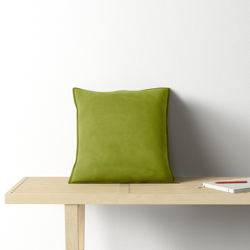 Oreiller 100% coton Edgar Square, Vert gazon, Polyester/ bourre en polyester, H 18 po x l 18 po