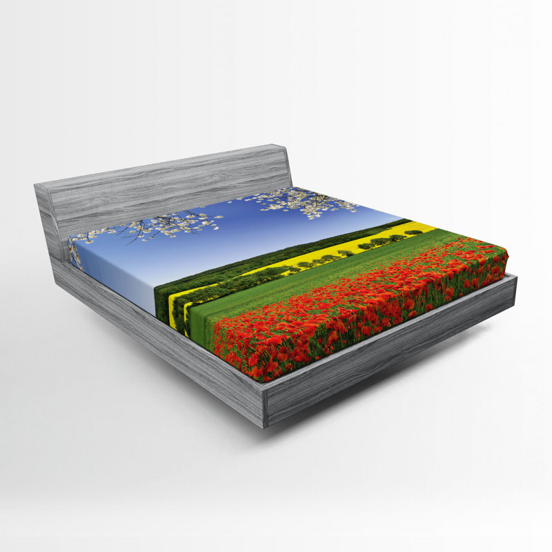 Microfiber Floral Fitted Sheet, Full Fitted Sheet