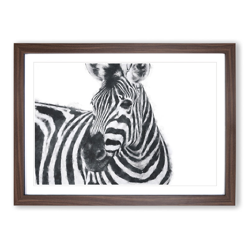 Zebra Vol.6 - Picture Frame Painting, Walnut, 36cm H x 48cm W x 2cm D