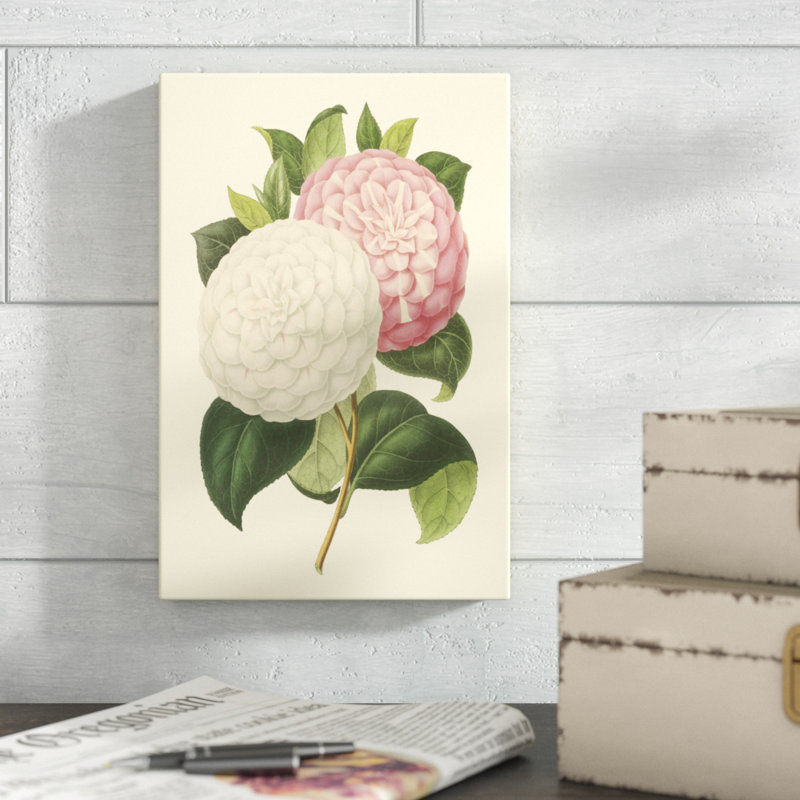 «Camellia Garden IV», peinture sur toile, H 12 po x l 8 po