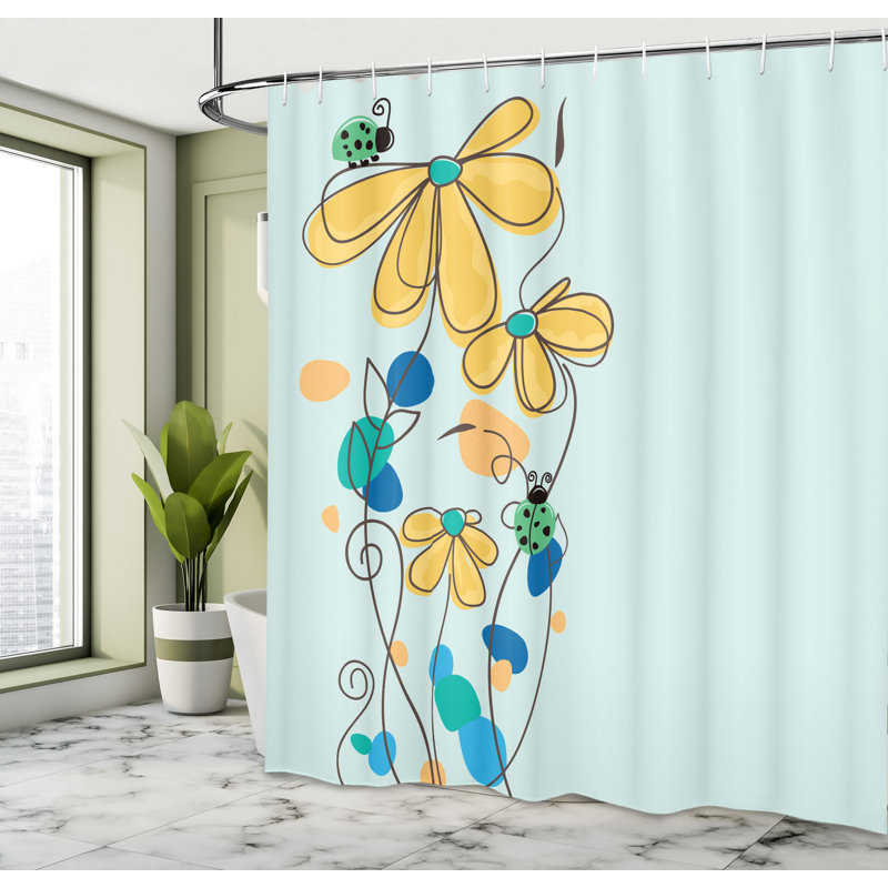 Ensemble de rideau de douche Kids, H 69 po x l 70 po, Moutarde / bleu