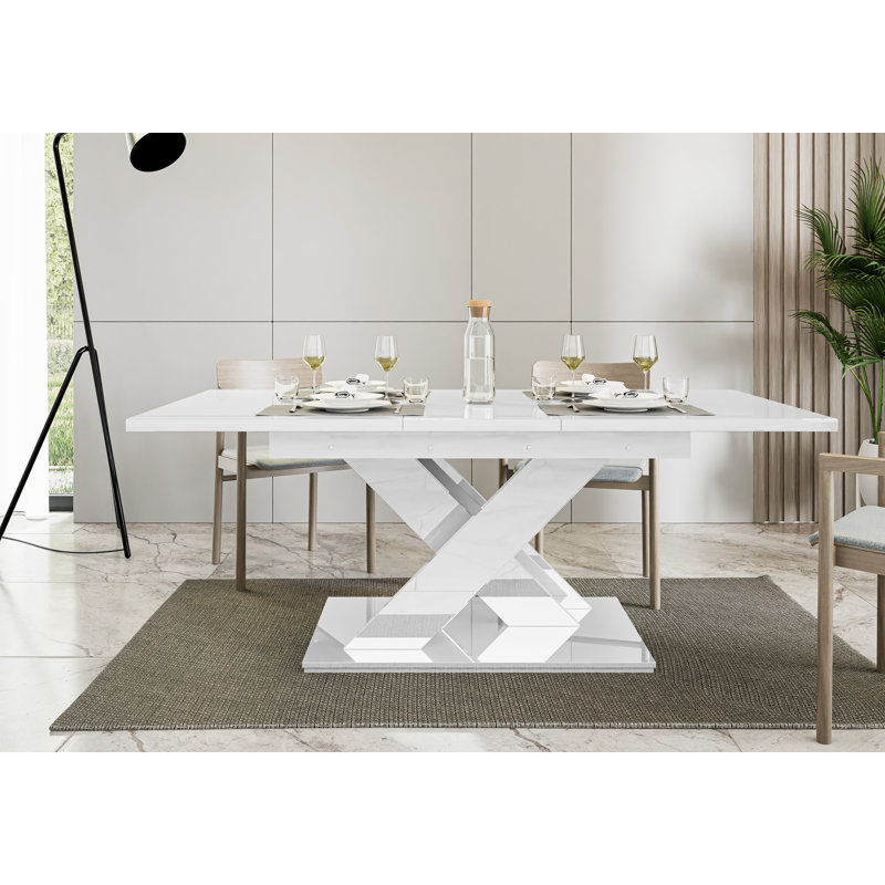 Bronx 180 cm Extendable Rectangular Dining Table, White Gloss