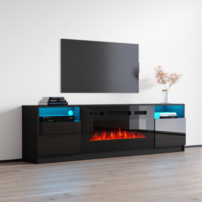 Delaine TV Stand for TVs up to 90" with Electric Fireplace Included